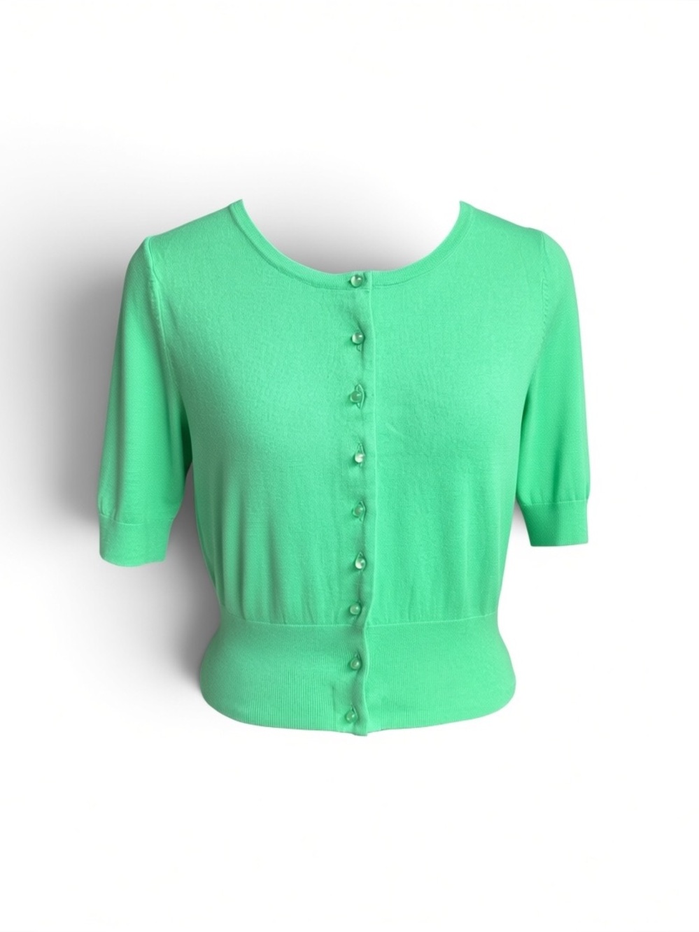Boden Green Pearl Button Cropped Cardigan Sweater